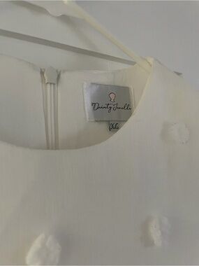 Dainty Jewells Cream white dotted girls dress  OBO